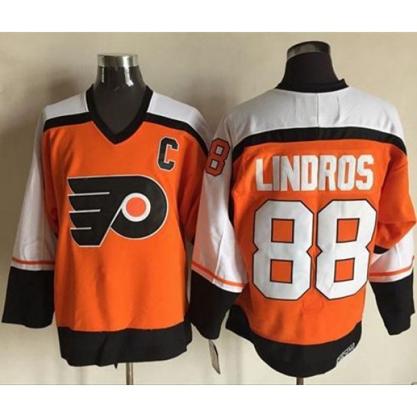 Flyers #88 Eric Lindros Orange CCM Throwback Stitched Jersey