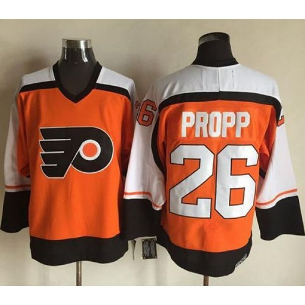 Flyers #26 Brian Propp Orange Black CCM Throwback Stitched Jersey
