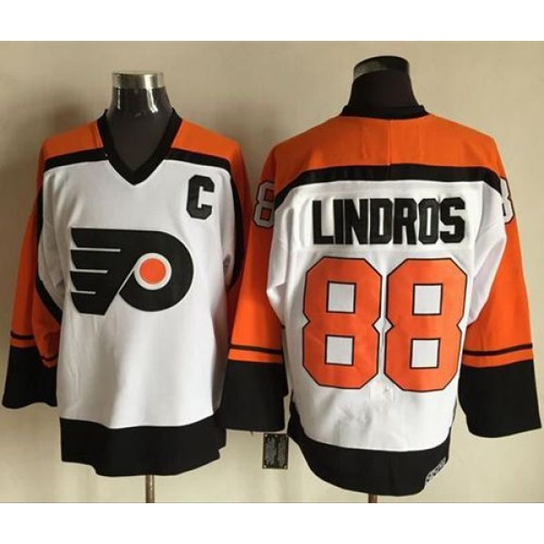 Flyers #88 Eric Lindros White Black CCM Throwback Stitched Jersey