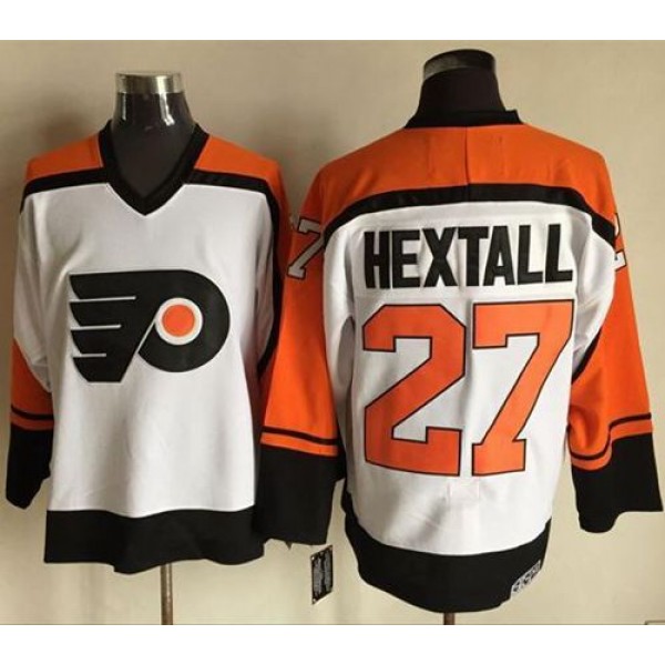 Flyers #27 Ron Hextall White Black CCM Throwback Stitched Jersey