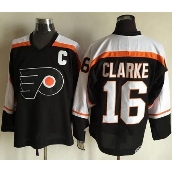 Flyers #16 Bobby Clarke Black CCM Throwback Stitched Jersey