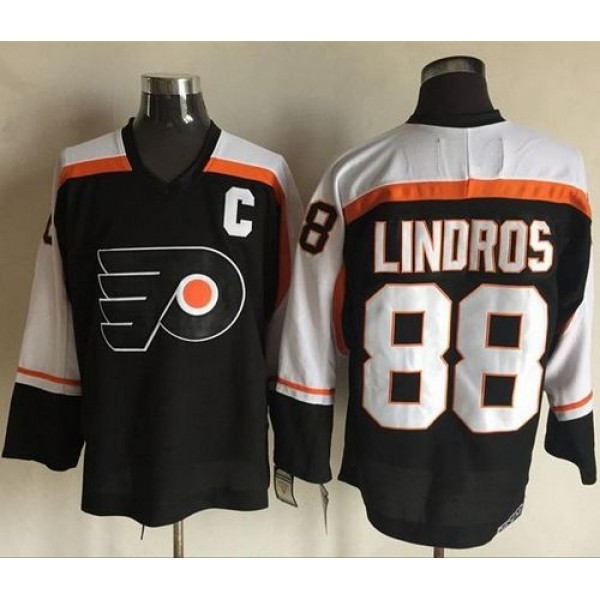 Flyers #88 Eric Lindros Black CCM Throwback Stitched Jersey