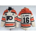 Flyers #16 Bobby Clarke Cream Sawyer Hooded Sweatshirt Stitched Jersey