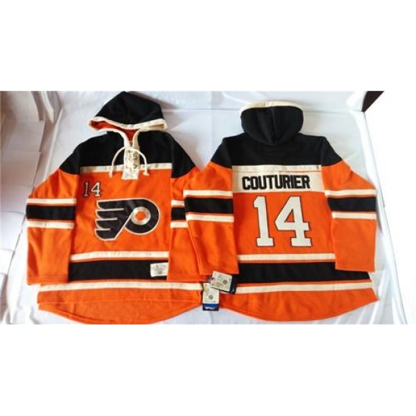 Flyers #14 Sean Couturier Orange Sawyer Hooded Sweatshirt Stitched Jersey