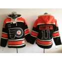 Flyers #11 Travis Konecny Black Sawyer Hooded Sweatshirt Stitched Jersey
