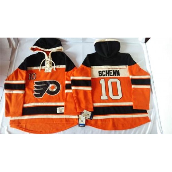 Flyers #10 Brayden Schenn Orange Sawyer Hooded Sweatshirt Stitched Jersey