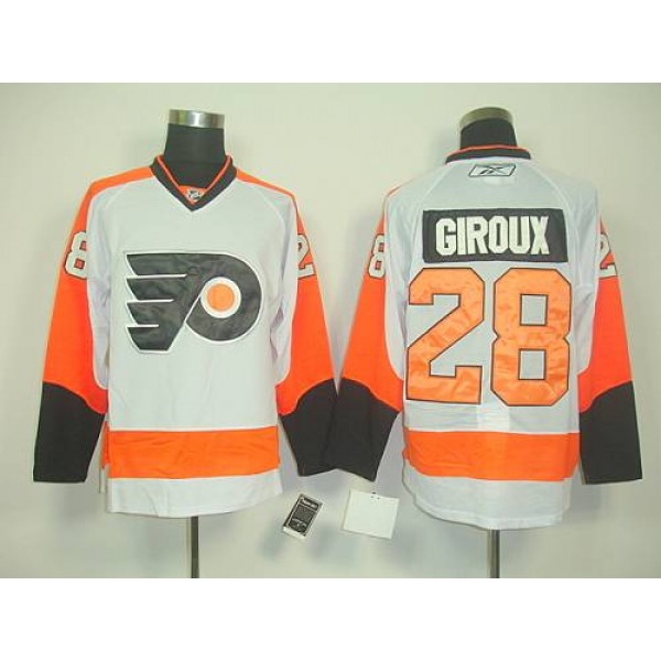 Flyers #28 Claude Giroux White Road Stitched Jersey