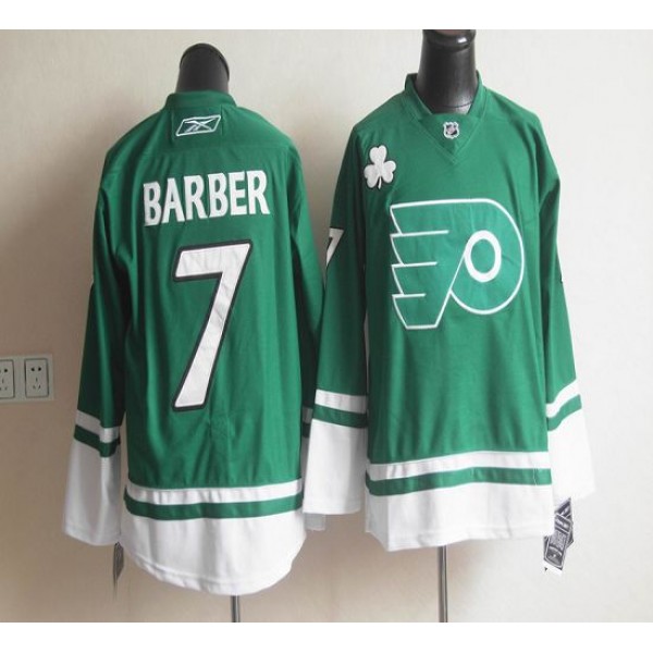 Flyers St Patty's Day #7 Bill Barber Green Stitched Jersey