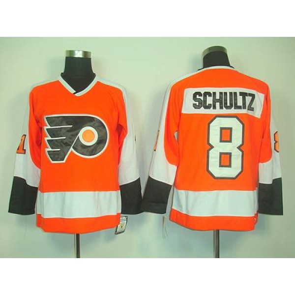 Flyers #8 Dave Schultz Orange CCM Throwback Stitched Jersey