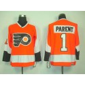Flyers #1 Bernie Parent Orange CCM Throwback Stitched Jersey