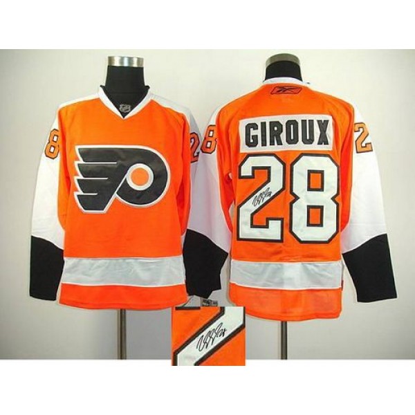 Flyers #28 Claude Giroux Orange Autographed Stitched Jersey