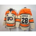 Flyers #28 Claude Giroux Cream Sawyer Hooded Sweatshirt Stitched Jersey