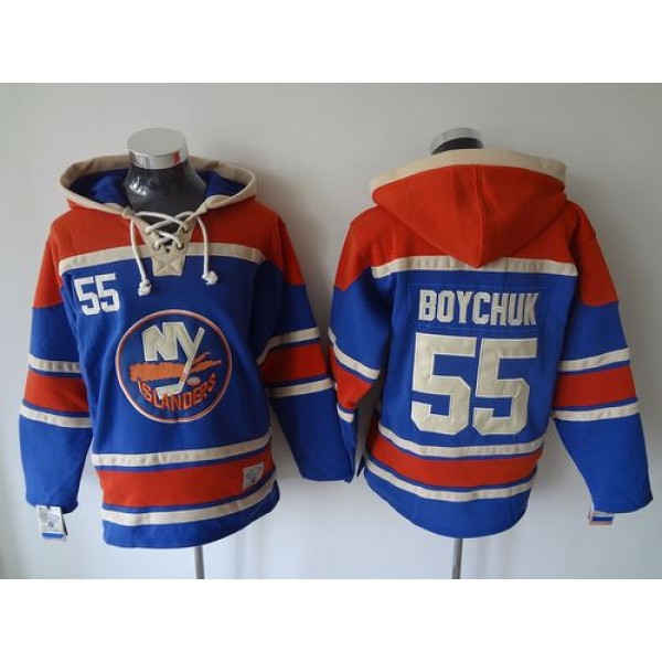 Islanders #55 Johnny Boychuk Baby Blue Sawyer Hooded Sweatshirt Stitched Jersey