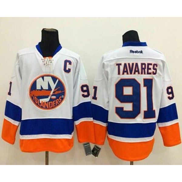 Islanders #91 John Tavares Stitched White Jersey