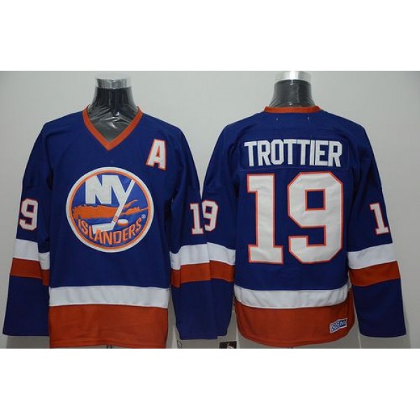 Islanders #19 Bryan Trottier Stitched Baby Blue CCM Throwback Jersey