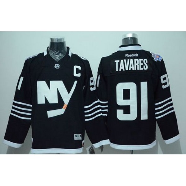 Islanders #91 John Tavares Black Alternate Stitched Jersey