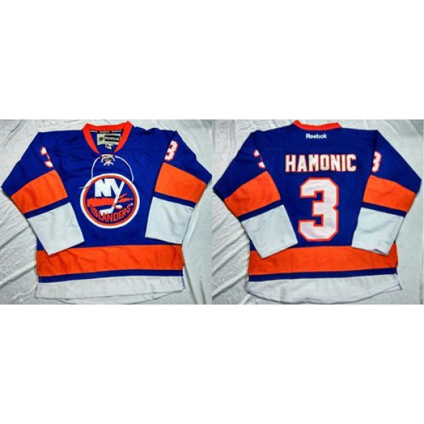 Islanders #3 Travis Hamonic Baby Blue Home Stitched Jersey