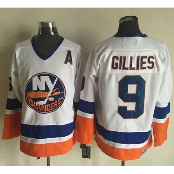 Islanders #9 Clark Gillies White CCM Throwback Stitched Jersey
