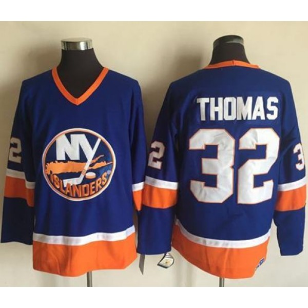 Islanders #32 Thomas Baby Blue CCM Throwback Stitched Jersey