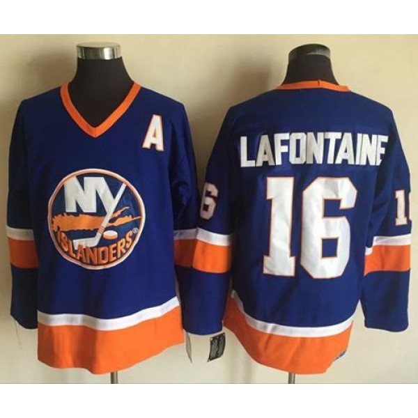 Islanders #16 Pat LaFontaine Baby Blue CCM Throwback Stitched Jersey