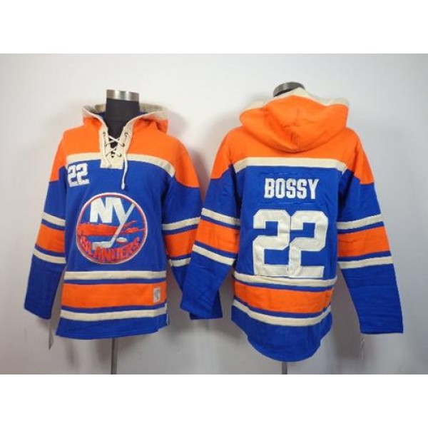 Islanders #22 Mike Bossy Baby Blue Sawyer Hooded Sweatshirt Stitched Jersey