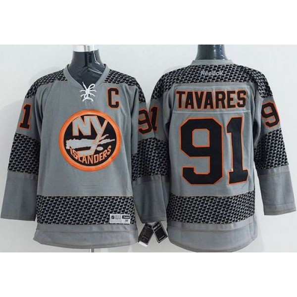 Islanders #91 John Tavares Charcoal Cross Check Fashion Stitched Jersey