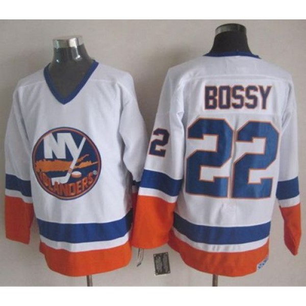 Islanders #22 Mike Bossy White CCM Throwback Stitched Jersey