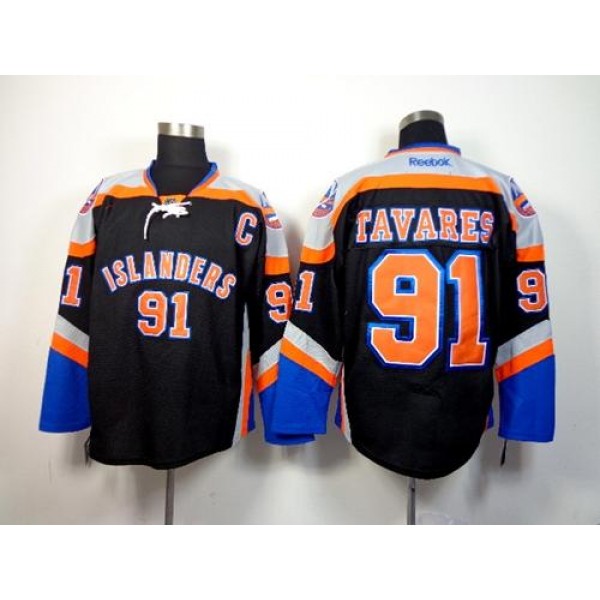 Islanders #91 John Tavares Black Third Stitched Jersey