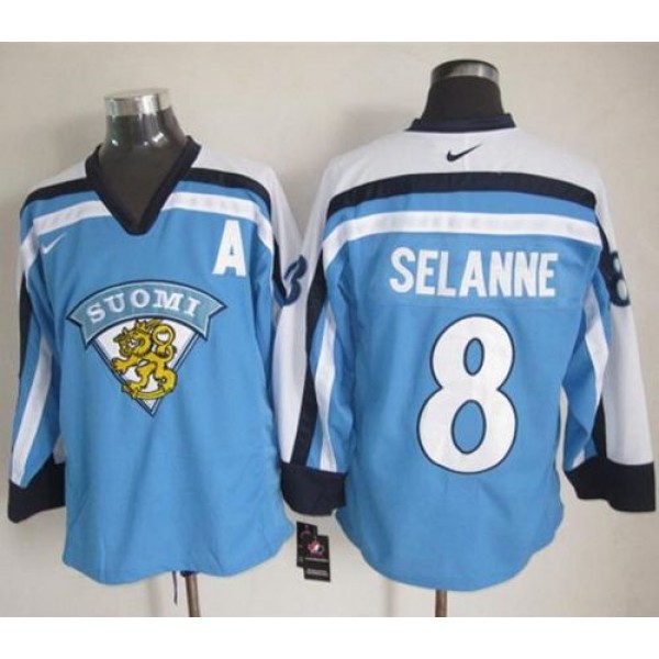 Jets #8 Teemu Selanne Light Blue Nike Throwback Stitched Jersey