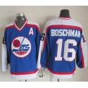 Jets #16 Laurie Boschman Blue White CCM Throwback Stitched Jersey