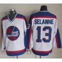 Jets #13 Teemu Selanne White Blue CCM Throwback Stitched Jersey