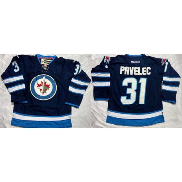 Jets #31 Ondrej Pavelec Dark Blue Stitched Jersey
