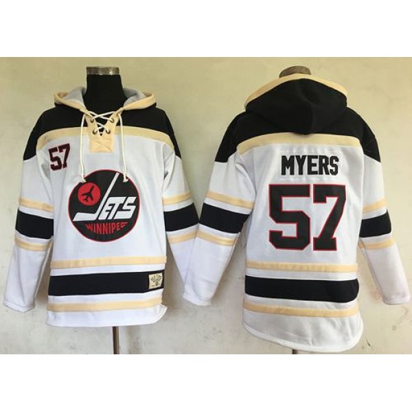Jets #57 Tyler Myers White Sawyer Hooded Sweatshirt Stitched Jersey