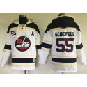 Jets #55 Mark Scheifele White Sawyer Hooded Sweatshirt Stitched Jersey