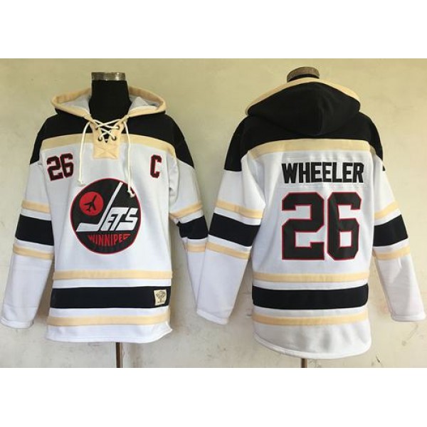 Jets #26 Blake Wheeler White Sawyer Hooded Sweatshirt Stitched Jersey