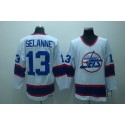 Jets #13 Teemu Selanne Stitched White CCM Throwback Jersey