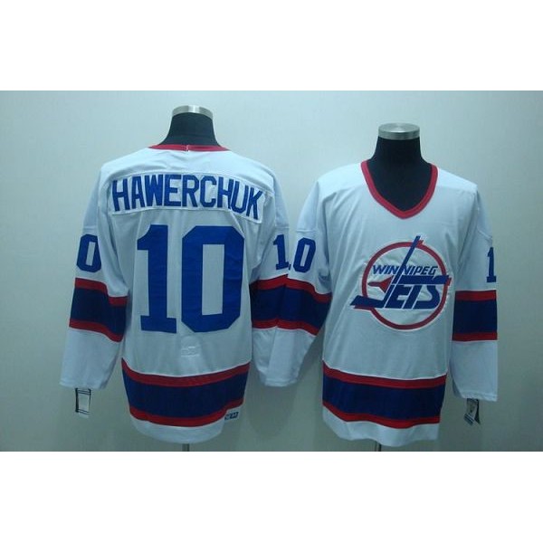 Jets #10 Dale Hawerchuk Stitched White CCM Throwback Jersey