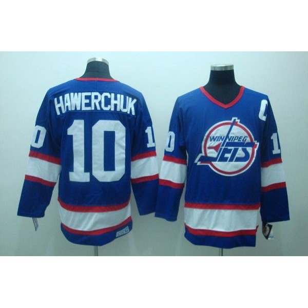 Jets #10 Dale Hawerchuk Stitched Blue CCM Throwback Jersey