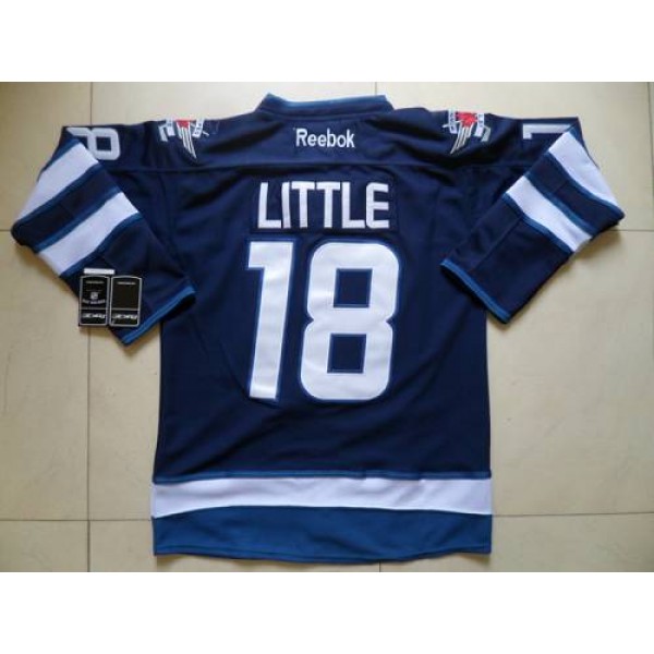 Jets #18 Bryan Little Dark Blue Stitched Jersey