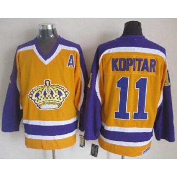 Kings #11 Anze Kopitar Yellow CCM Throwback Stitched Jersey
