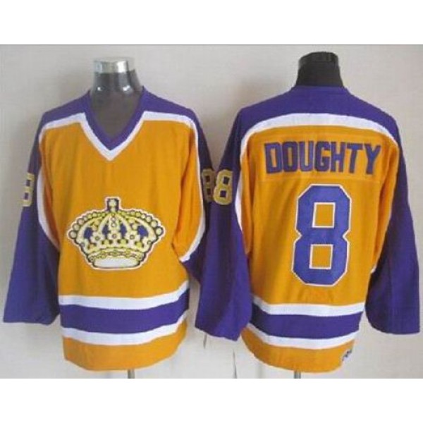 Kings #8 Drew Doughty Yellow CCM Throwback Stitched Jersey