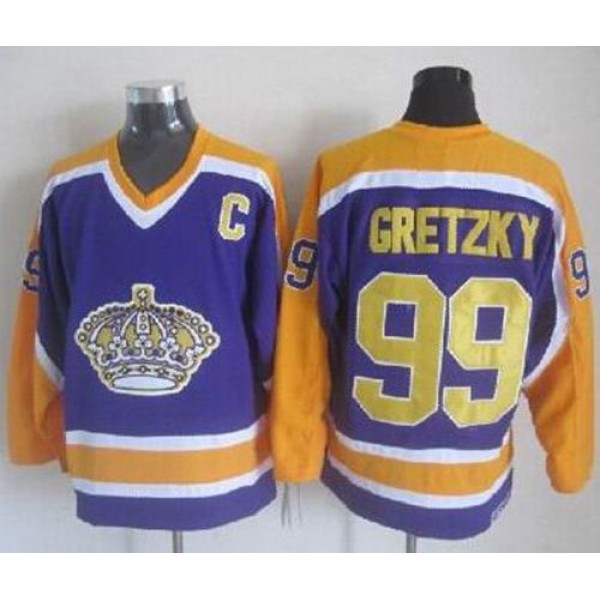Kings #99 Wayne Gretzky Purple CCM Throwback Stitched Jersey