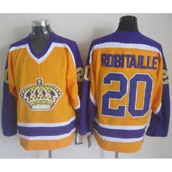 Kings #20 Luc Robitaille Yellow CCM Throwback Stitched Jersey