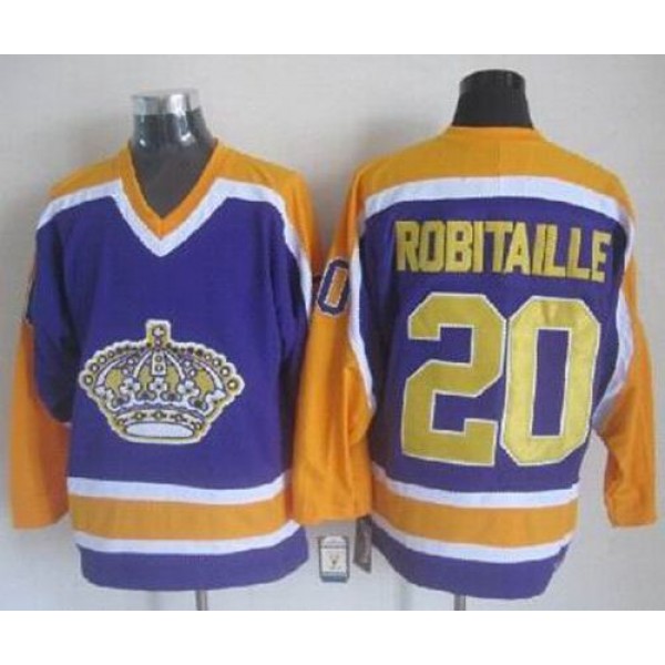 Kings #20 Luc Robitaille Purple CCM Throwback Stitched Jersey