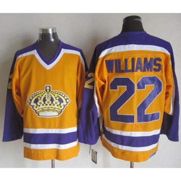 Kings #22 Tiger Williams Yellow Purple CCM Throwback Stitched Jersey