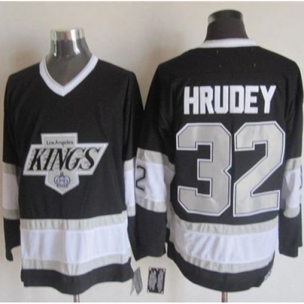 Kings #32 Kelly Hrudey Black CCM Throwback Stitched Jersey
