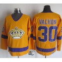 Kings #30 Rogie Vachon Yellow Purple CCM Throwback Stitched Jersey