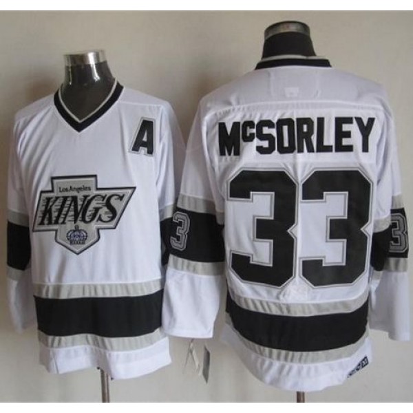Kings #33 Marty Mcsorley White CCM Throwback Stitched Jersey