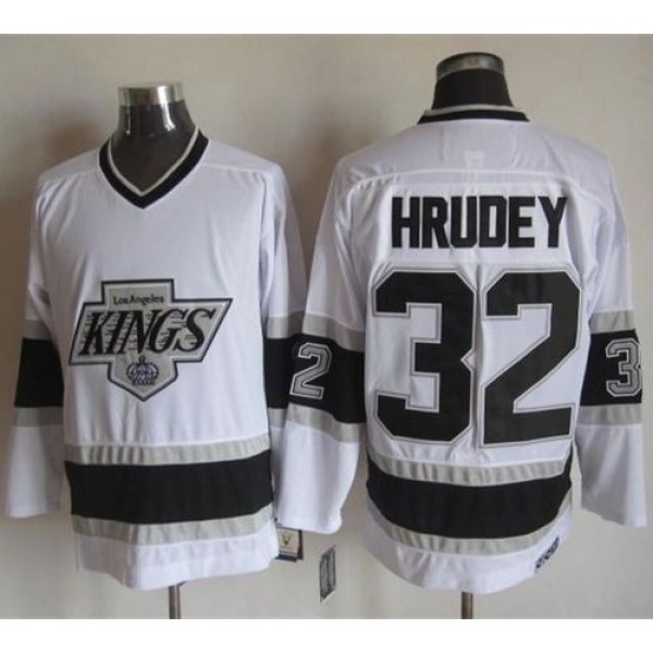 Kings #32 Kelly Hrudey White CCM Throwback Stitched Jersey