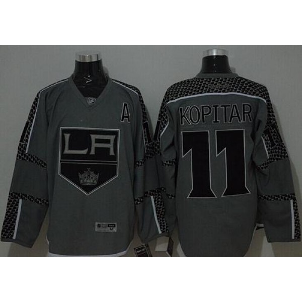 Kings #11 Anze Kopitar Charcoal Cross Check Fashion Stitched Jersey